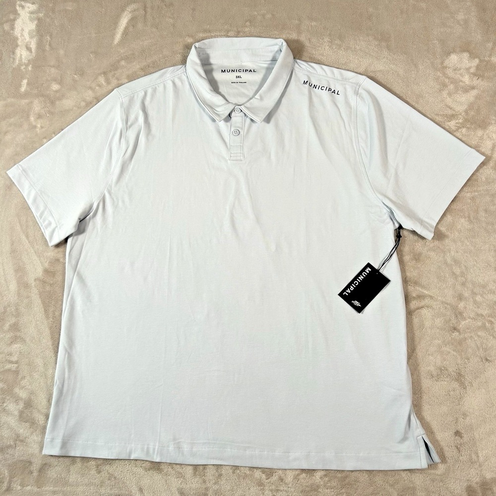 Municipal Sportcross Polo Shirt Mens 3XL Ice Gray Tech Performance Stretch Golf